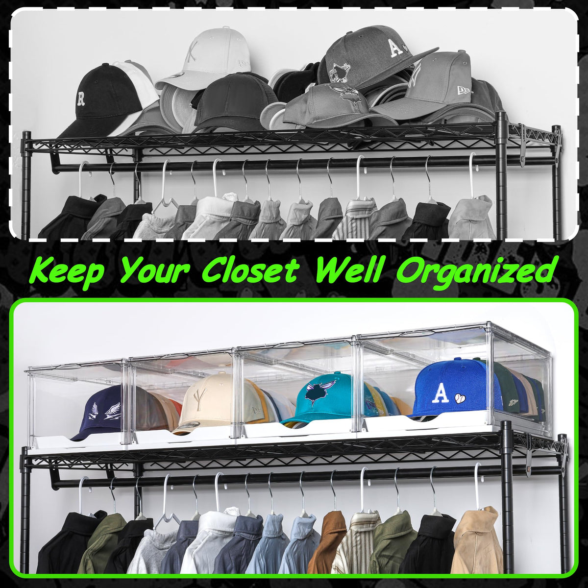 2 Pack Stackable Baseball Caps Organizer F440