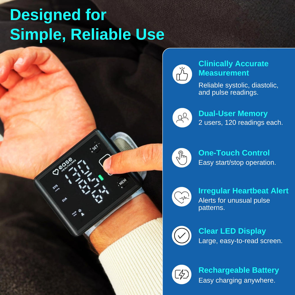 Rechargeable Wrist Blood Pressure Monitor with LED Display K92580