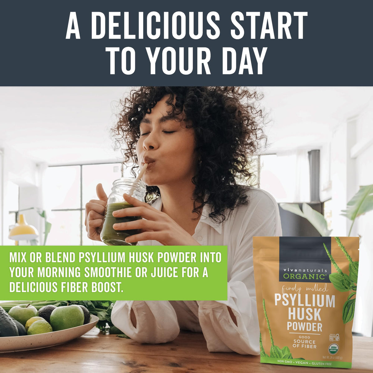 Organic Psyllium Husk Powder, 24 oz H732