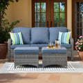 3-Pieces Outdoor Wicker Sofa with 2 Ottomans I89286