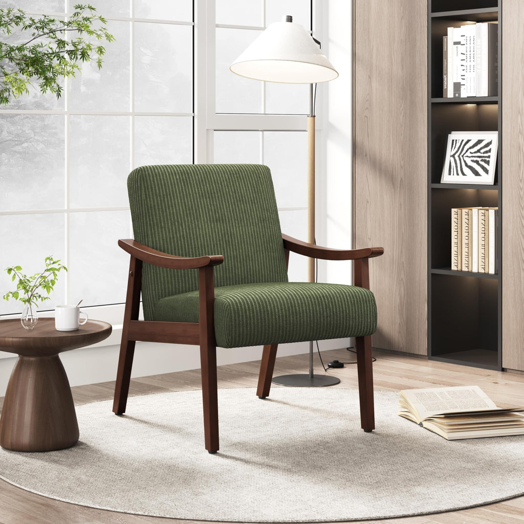 Dark Green Corduroy Accent Chairs Set of 2 J29490