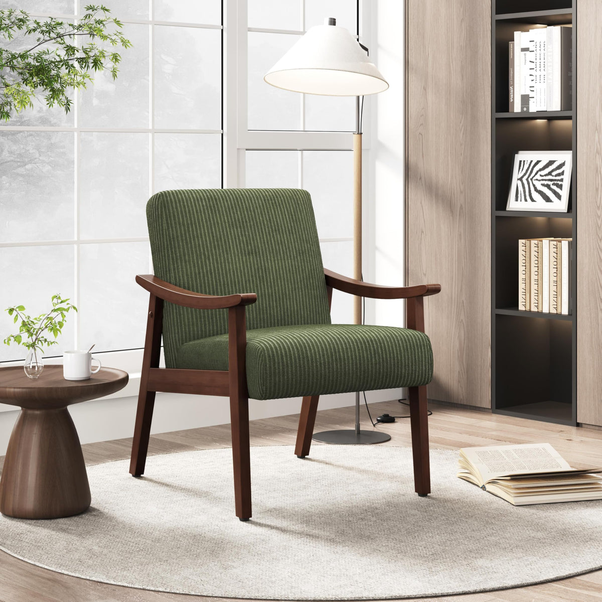 Dark Green Corduroy Accent Chairs Set of 2 J29490
