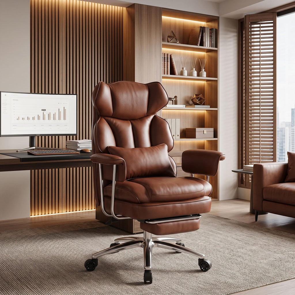 Brown Ergonomic Leather Office Chair N362687