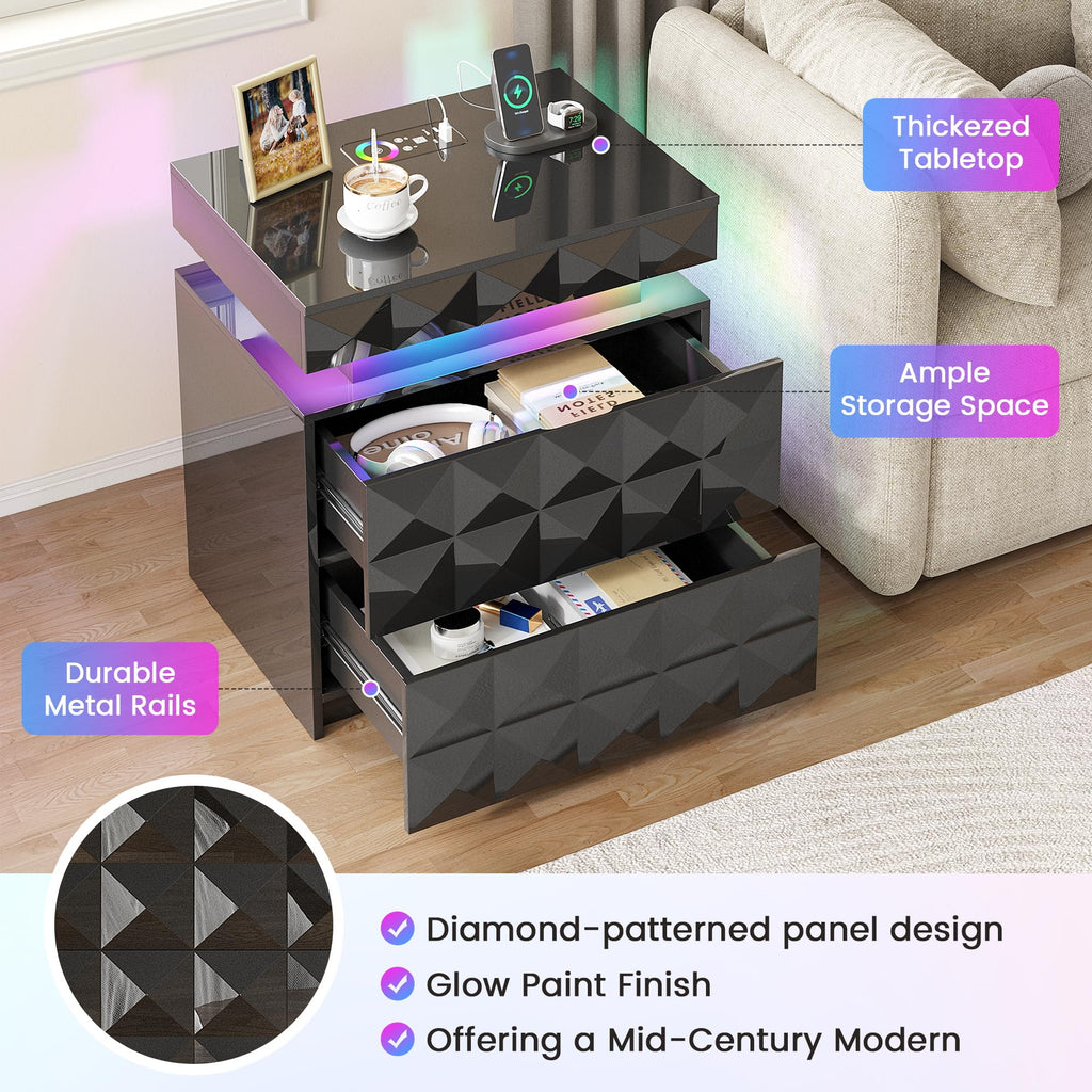 LED Night Stand with Charging Station V589756